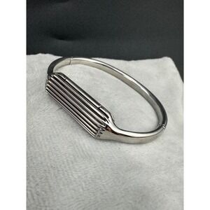 Fitbit Flex Bangle Bracelet Silver Tone Opens Signed 6"
